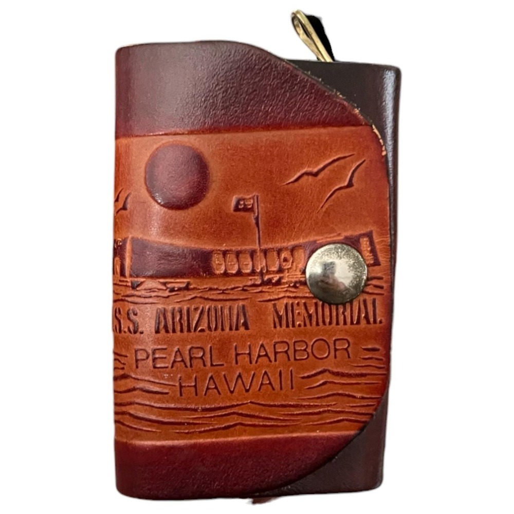 Pearl Harbor U.S.S. Arizona Faux Genuine Leather 6 Ring Key Holder Hawaii